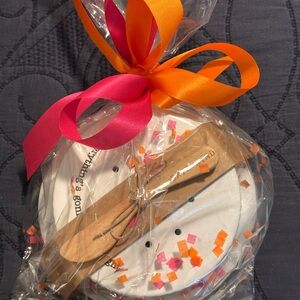 Pink & Orange Ribbon Gift Wrapped Brie Set - Home Party Supplies